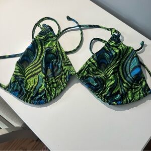Curvy Beach Jungle Peacock Triangle Bikini Top